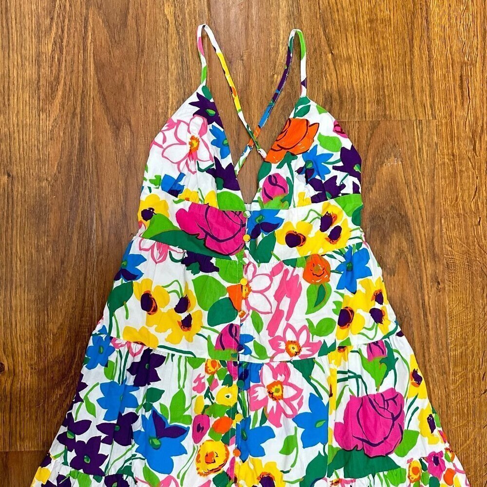 J. Crew Floral Maxi Dress in White with Pink, Green, Purple and Yellow - Picture 4 of 8